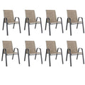 Patio Dining Chairs Set of 4 Stackable Textilene Fabric Rustproof Metal Frame B875419