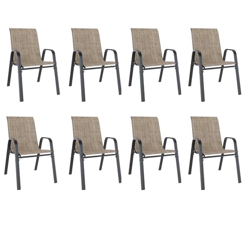 Patio Dining Chairs Set of 4 Stackable Textilene Fabric Rustproof Metal Frame B875419