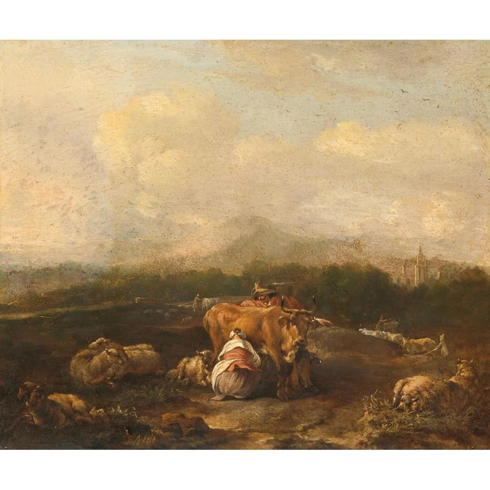 Italian Landscape with Cattle Framed Museum Art Print M35153