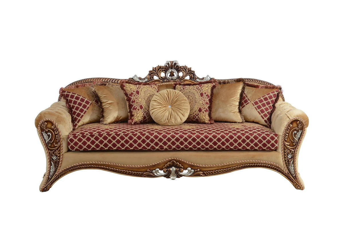 Red & Gold Traditional Sofa M962