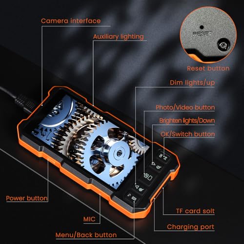 Triple Lens Sewer Inspection Camera with Light 50 ft, 5" IPS Screen 1080P Industrial Borescope, IP67 Waterproof Q701