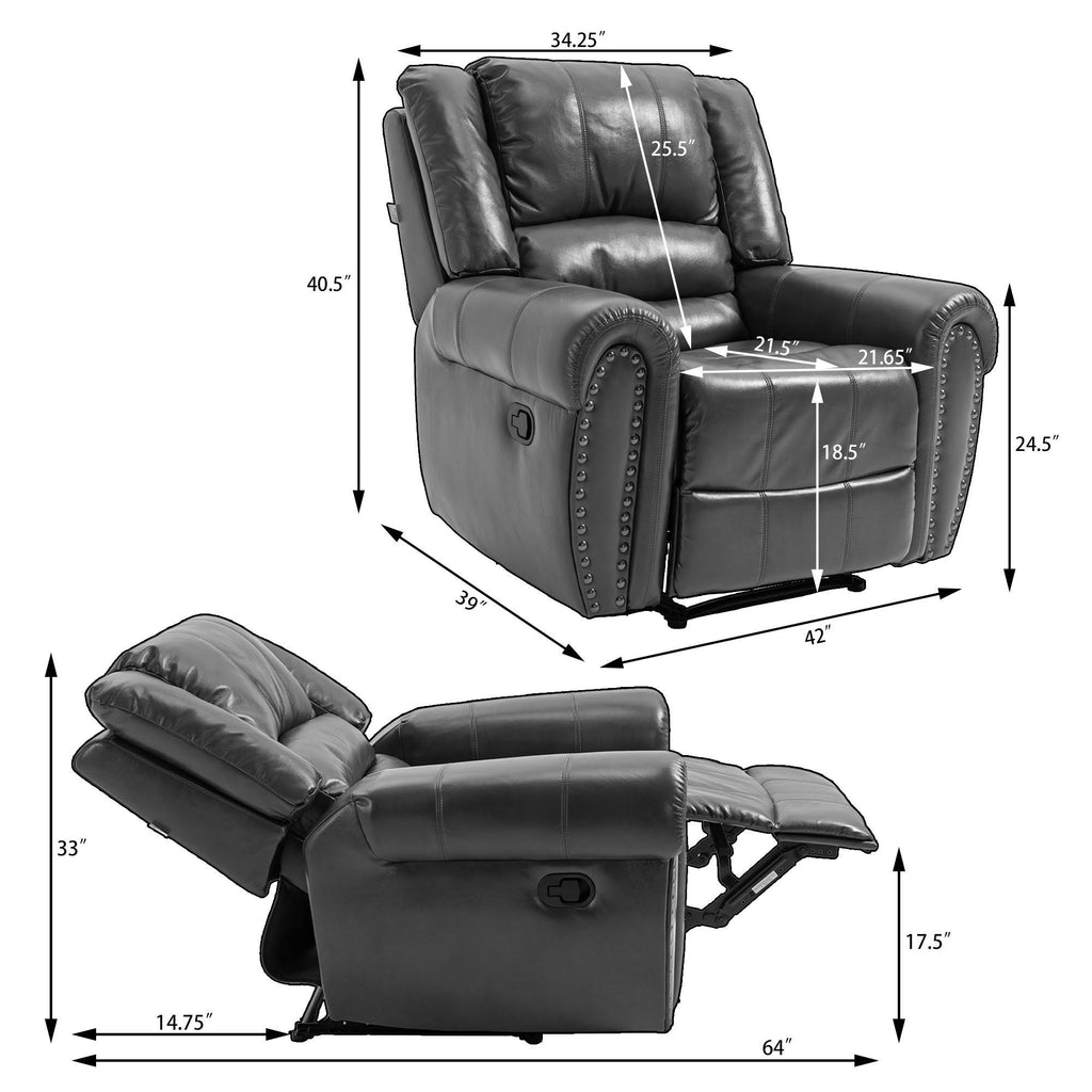 Grey Microfiber Manual Standard Recliner L8831