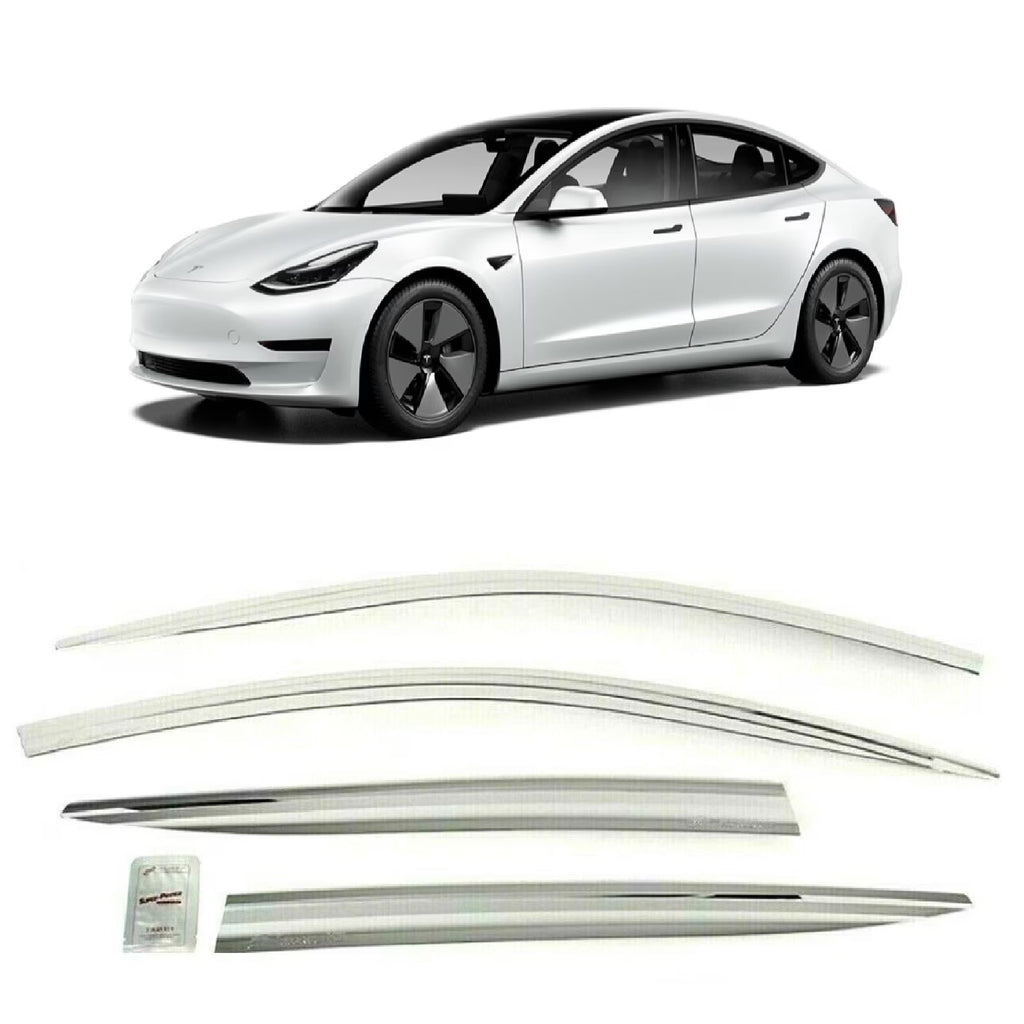 Chrome Side Window Visors Rain Guards Deflectors B291