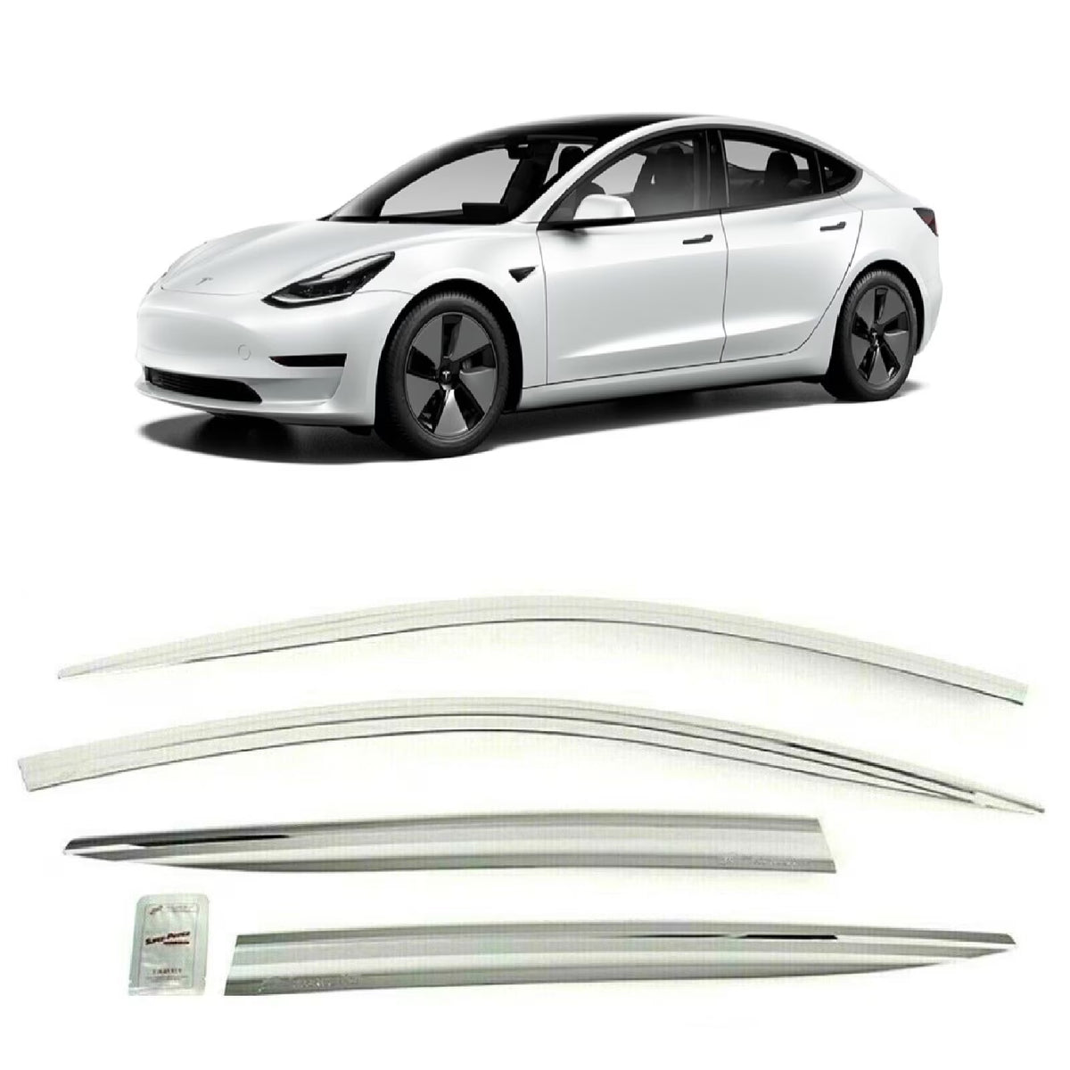 Chrome Side Window Visors Rain Guards Deflectors B291