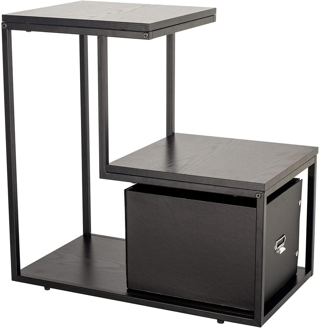 Small Wooden Sofa Side Table with Storage Shelf and 2 Drawers Q3600