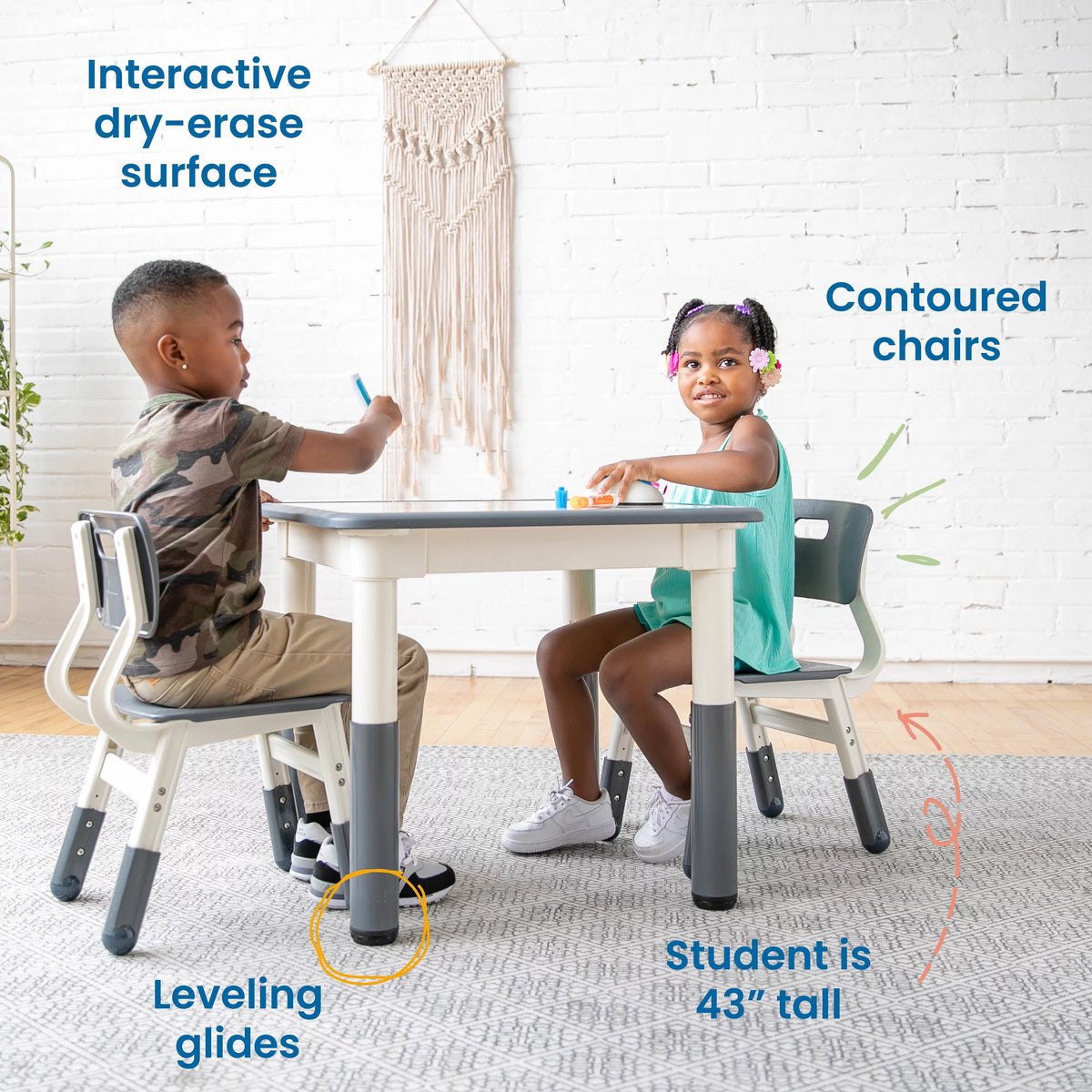 Adjustable Kids Activity Table with 2 Chairs O154812