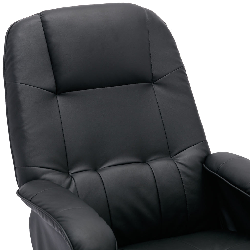 Beige Faux Leather Swivel Recliner Chair with Ottoman and Wood Base O56500