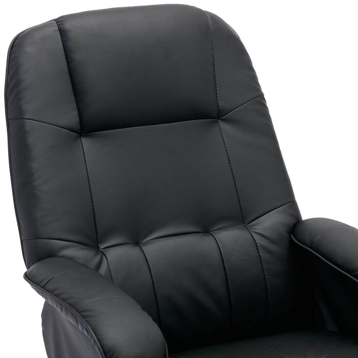 Beige Faux Leather Swivel Recliner Chair with Ottoman and Wood Base O56500