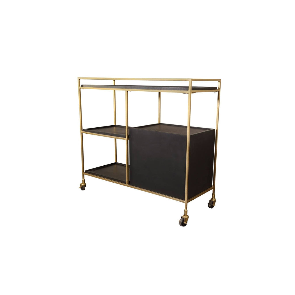 Black 3 Shelf 2 Door Cabinet Bar Cart M574154