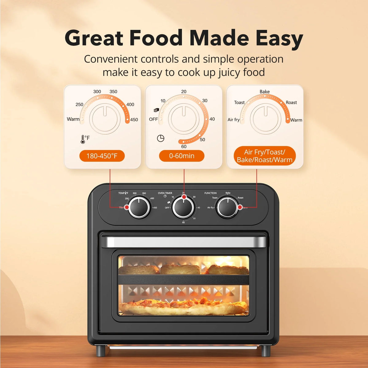 1700W 14.8 Quart 9 in 1 Air Fryer Oven K5069