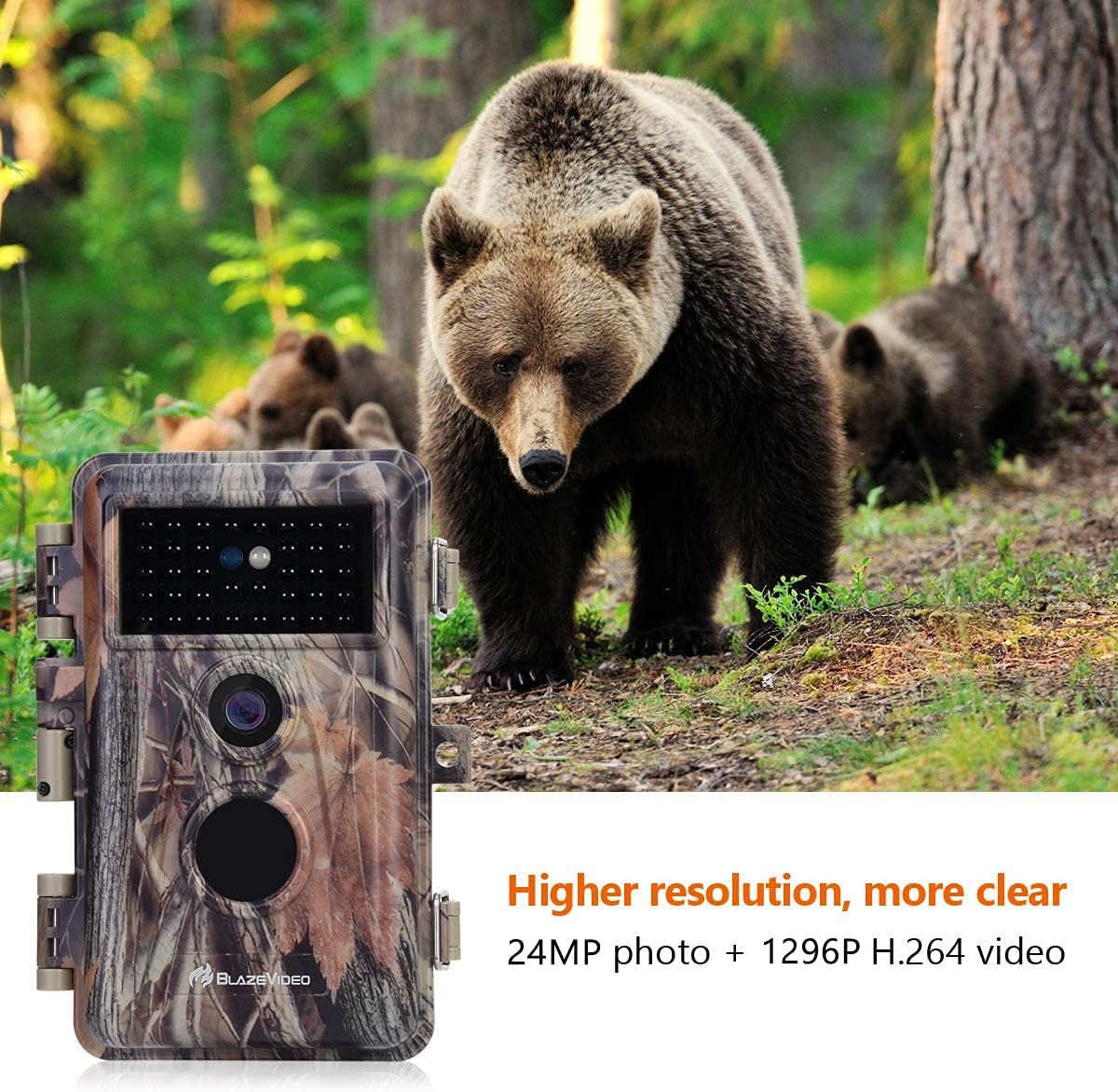 2-Pack 24MP Full HD 1296P Night Vision Motion Activated Waterproof Deer Cameras Q61496