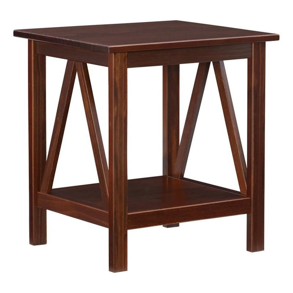 Wood X-Design End Table in Antique Brown J72554
