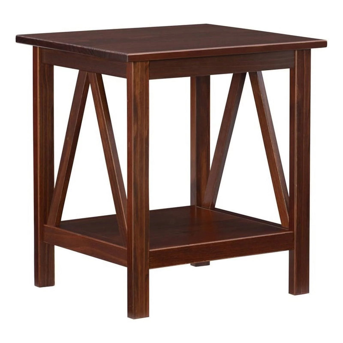Wood X-Design End Table in Antique Brown J72554