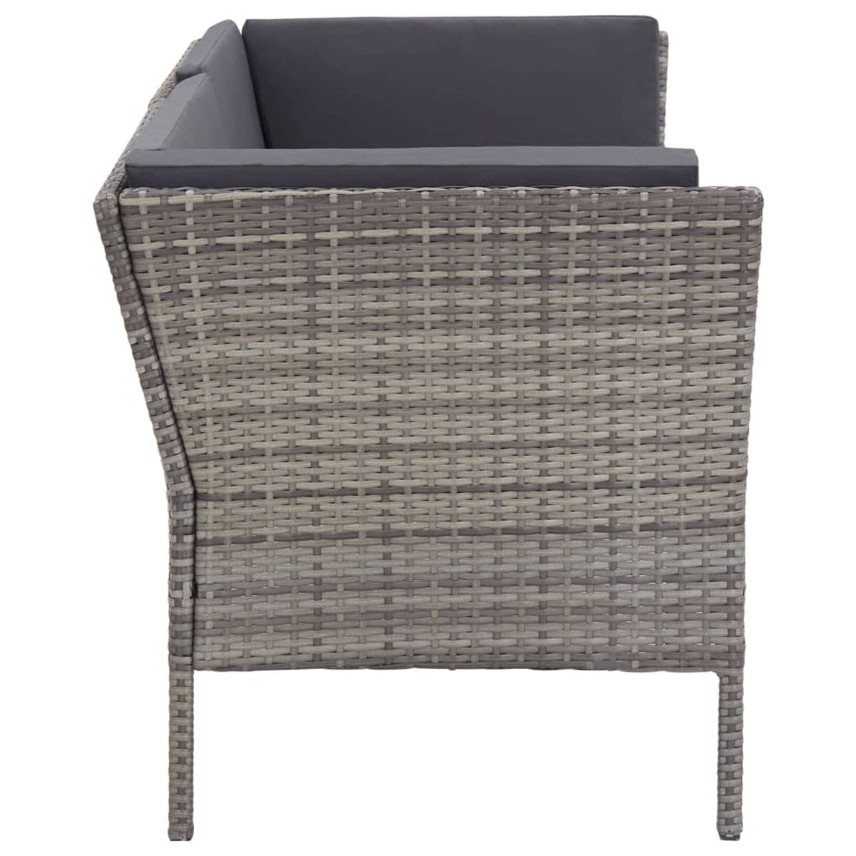 6 Piece Gray Poly Rattan Outdoor Sectional Set with Side Table O500