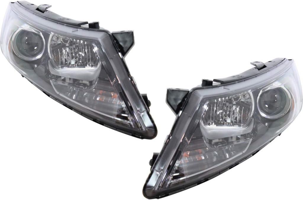Halogen Headlight for 2011-2014 KIA Optima, Driver and Passenger Side, Unpainted, Bulbs Included D301