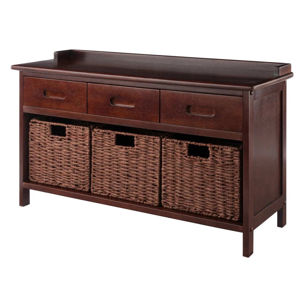4-Pc Storage Bench with 3 Foldable Woven Baskets V484