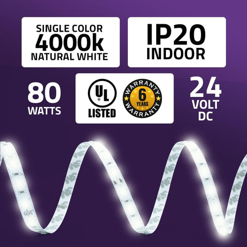 24V LED Strip Lights, 4000K Natural White, 26.2ft, Pack of 2 T9888