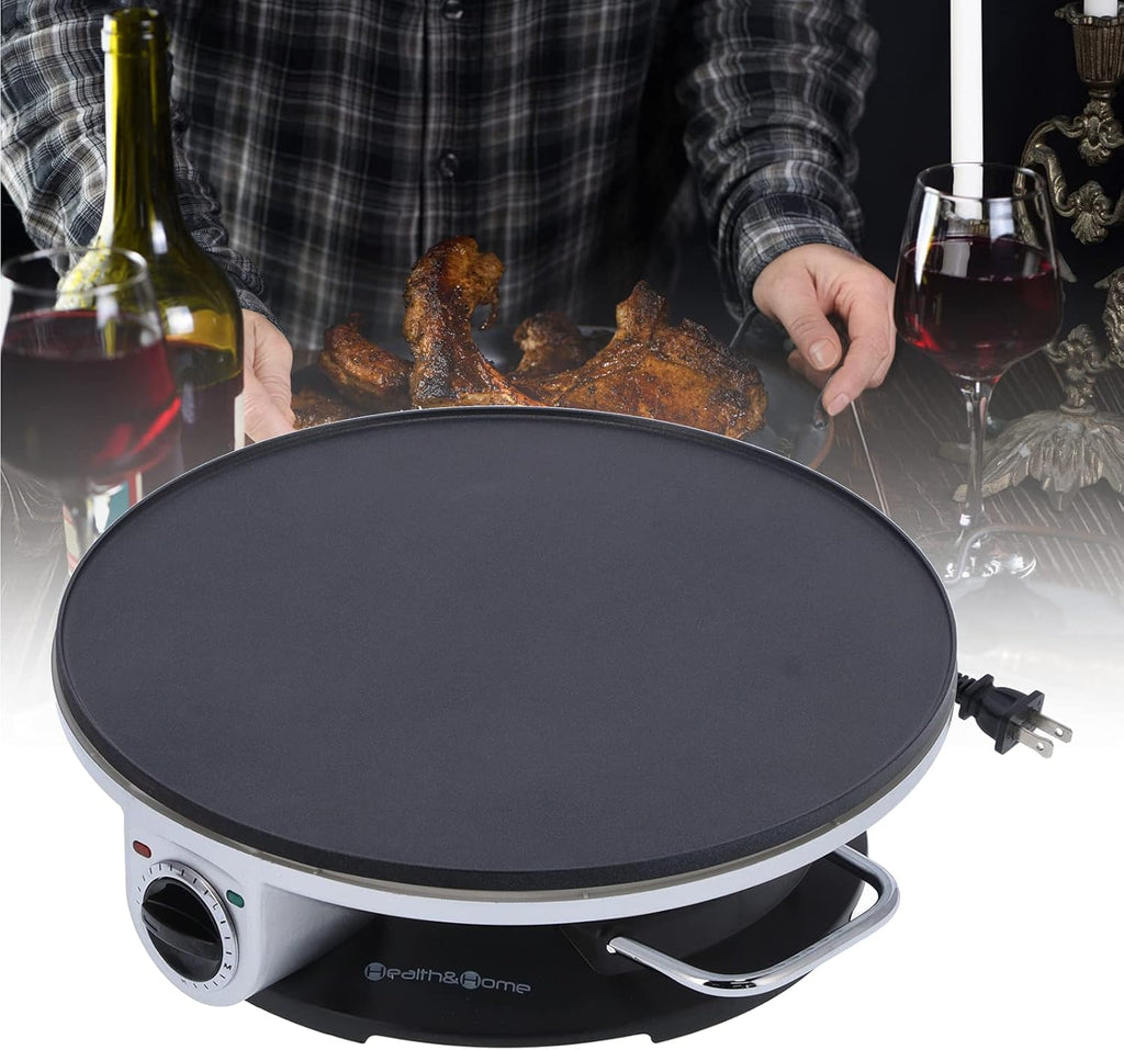 13in Non Stick Electric Crepe Maker with Temperature Control Knob T74724