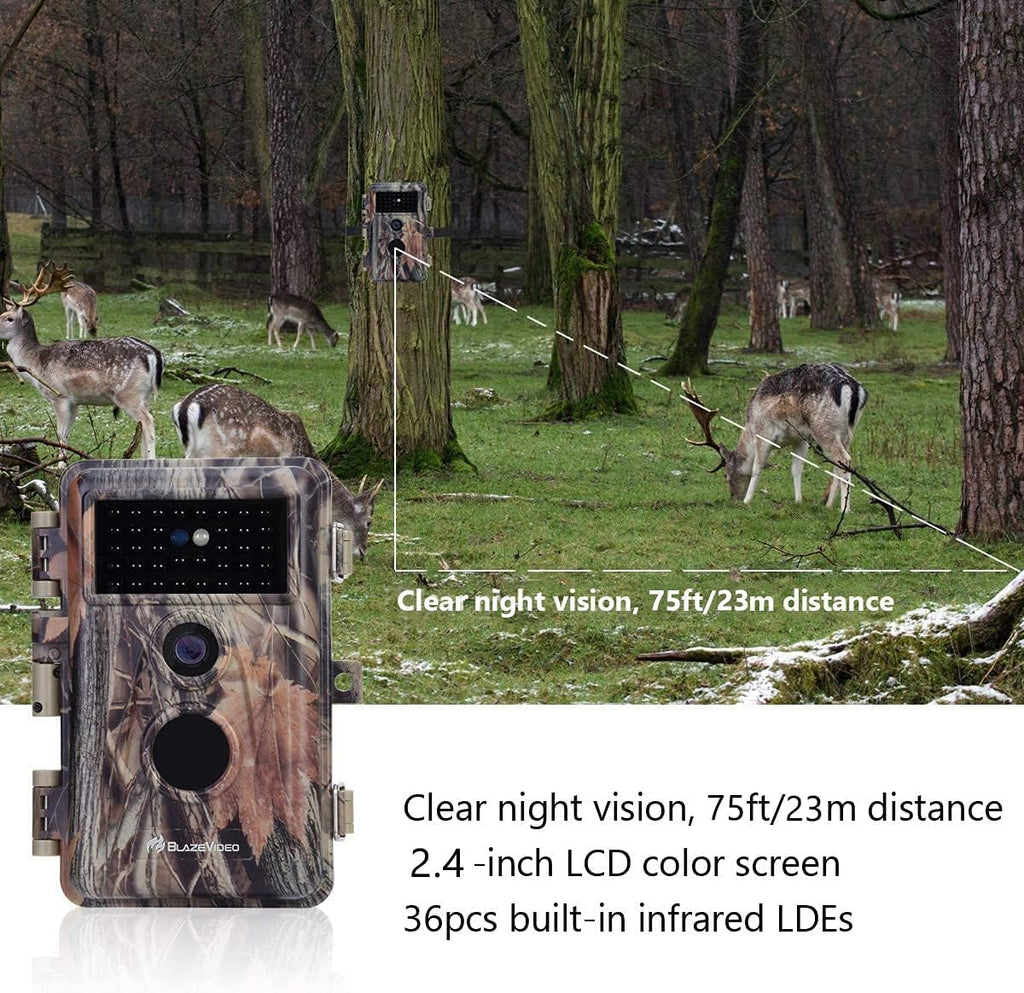 2-Pack 24MP Full HD 1296P Night Vision Motion Activated Waterproof Deer Cameras Q61496