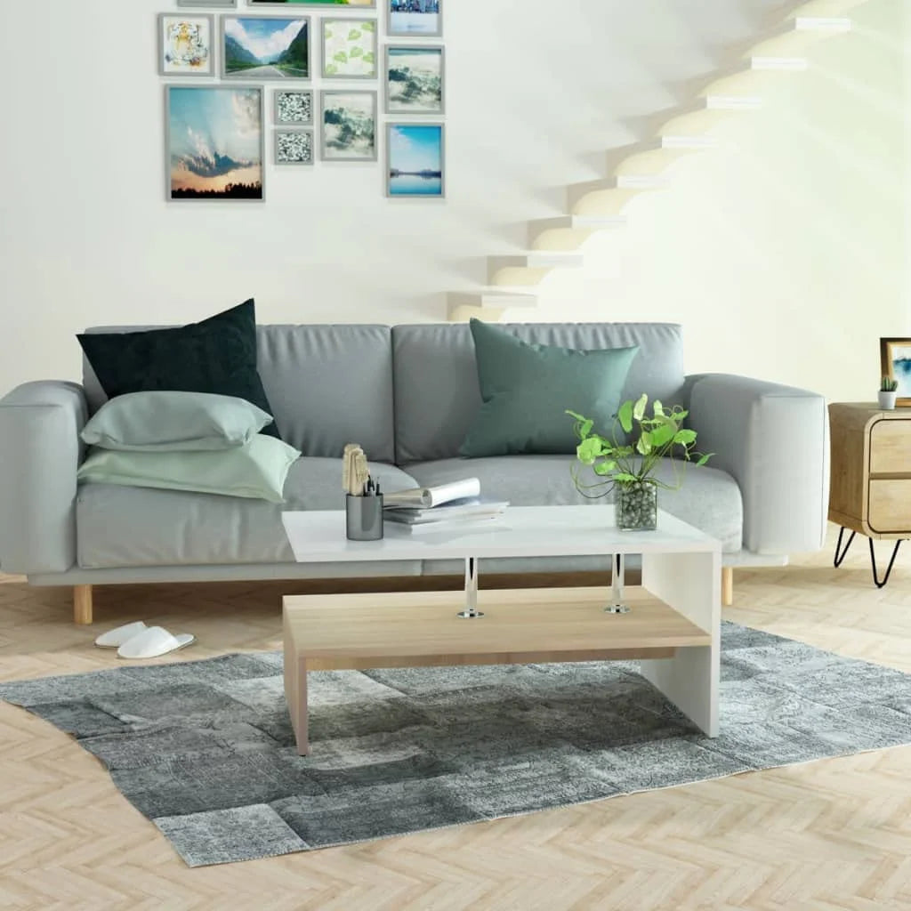 Oak and White Engineered Wood Coffee Table X106184