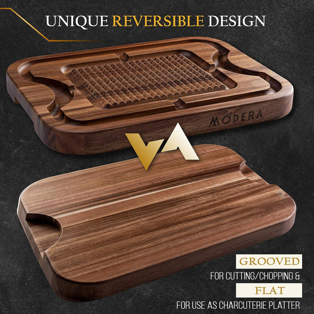 Acacia Wood Cutting Board with Deep Juice Grooves R837
