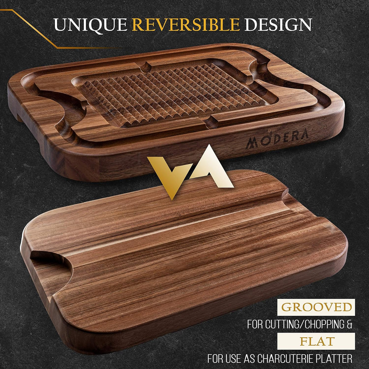 Acacia Wood Cutting Board with Deep Juice Grooves R837