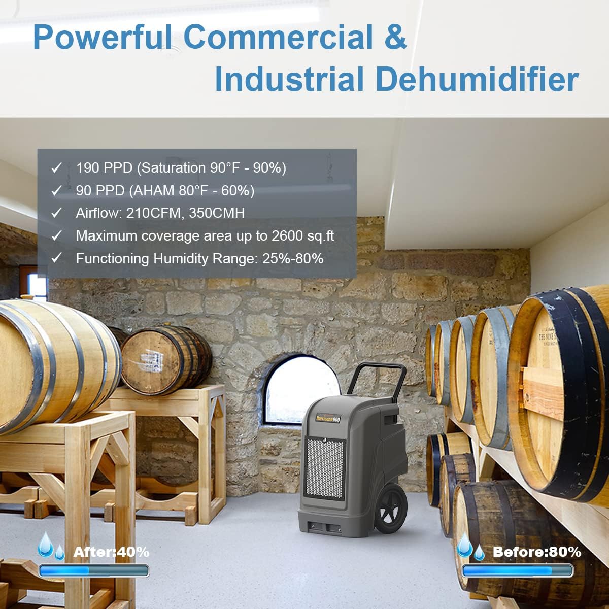 190 PPD Commercial and Industrial Dehumidifier with Pump G9101