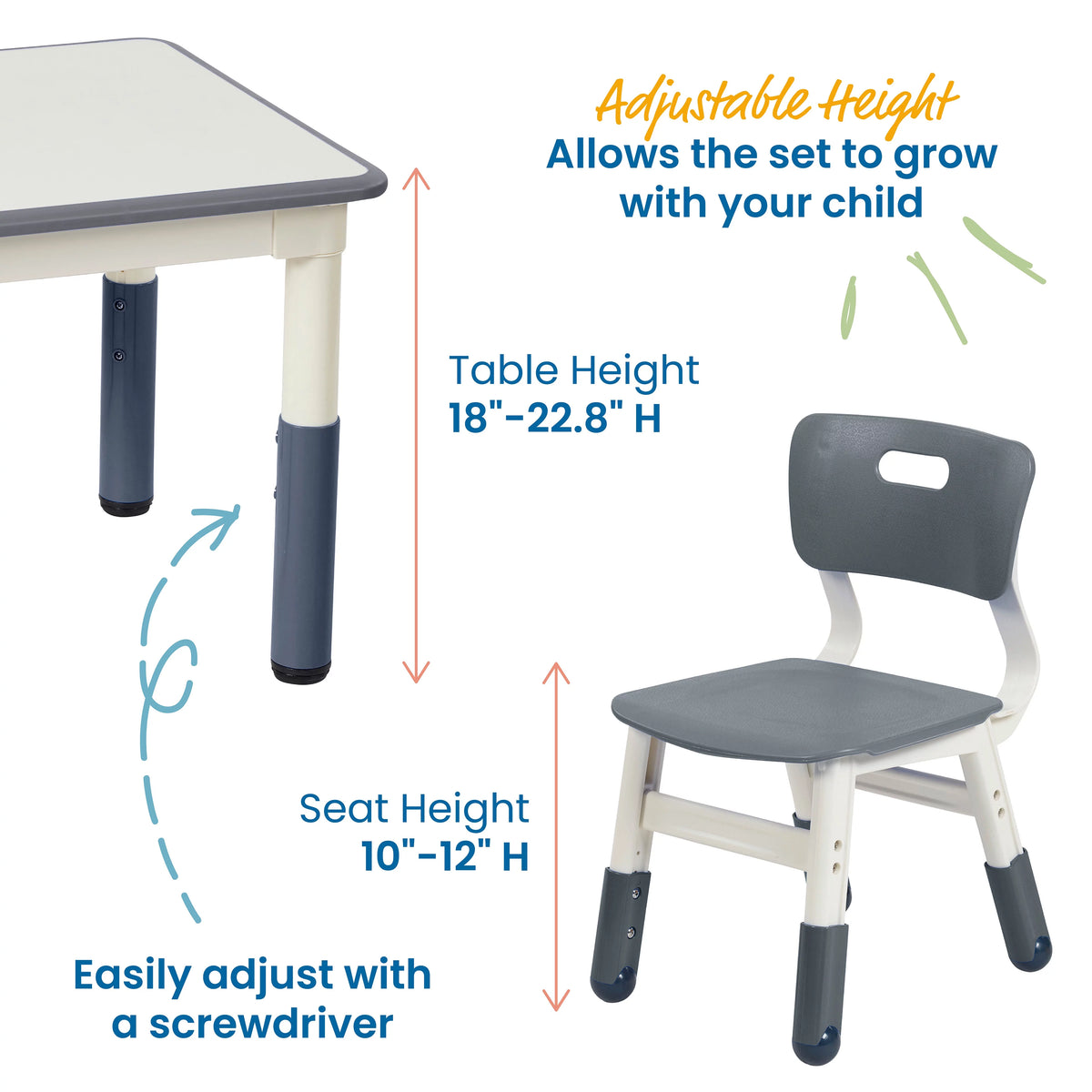 Adjustable Kids Activity Table with 2 Chairs O154812