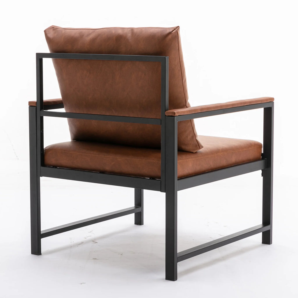 Orange Faux Leather Accent Chair with Black Metal Frame Q420523