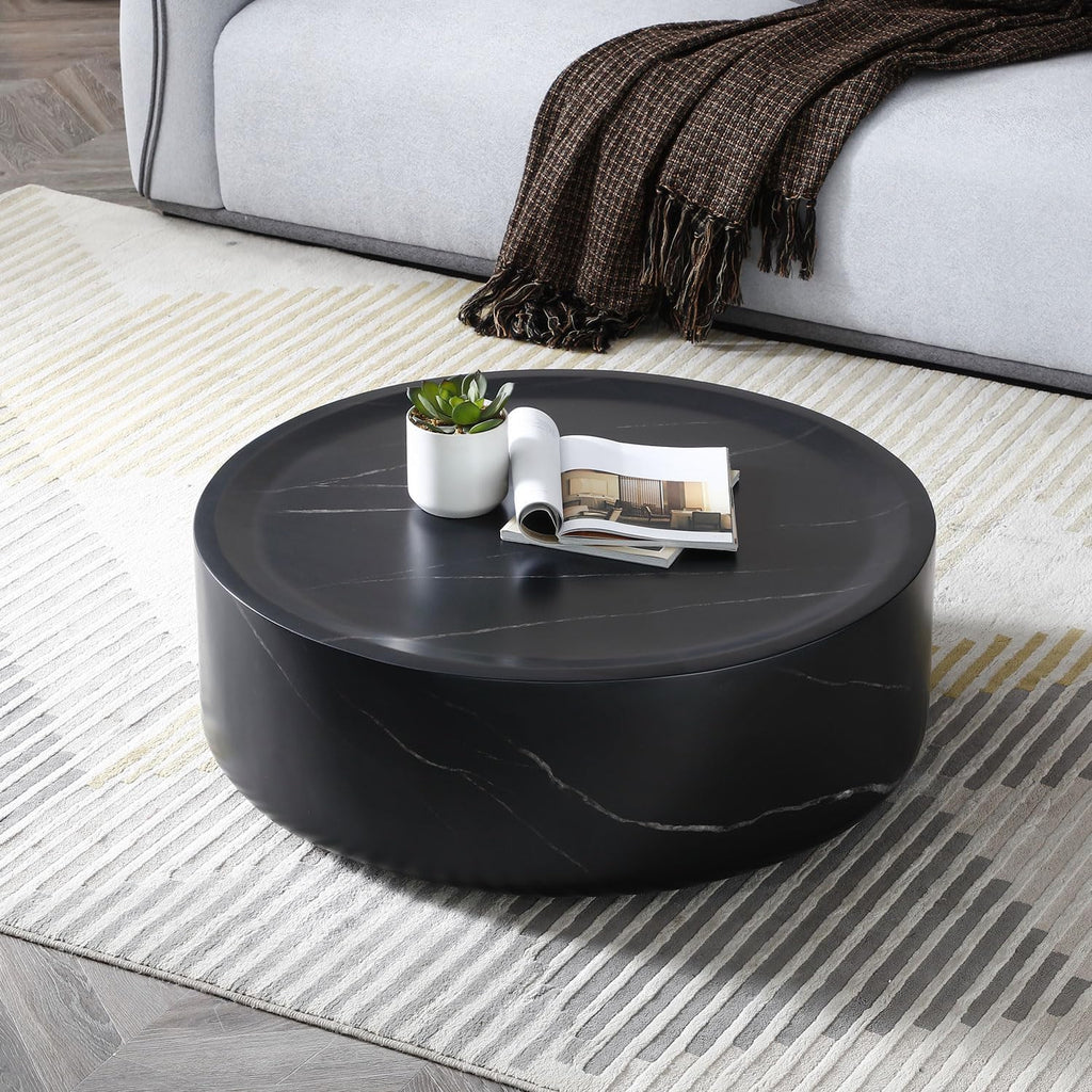 Black Faux Marble Round Coffee Table H564