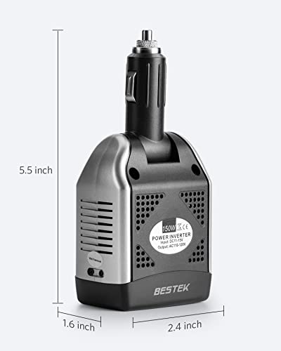 150W Power Inverter 12V to 110V Car Charger with 2 USB Ports K9638