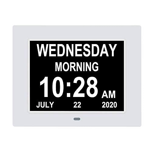 8 Inch Extra Large Calendar Day Date Time Clock with Non-Abbreviated Day Month Z43602