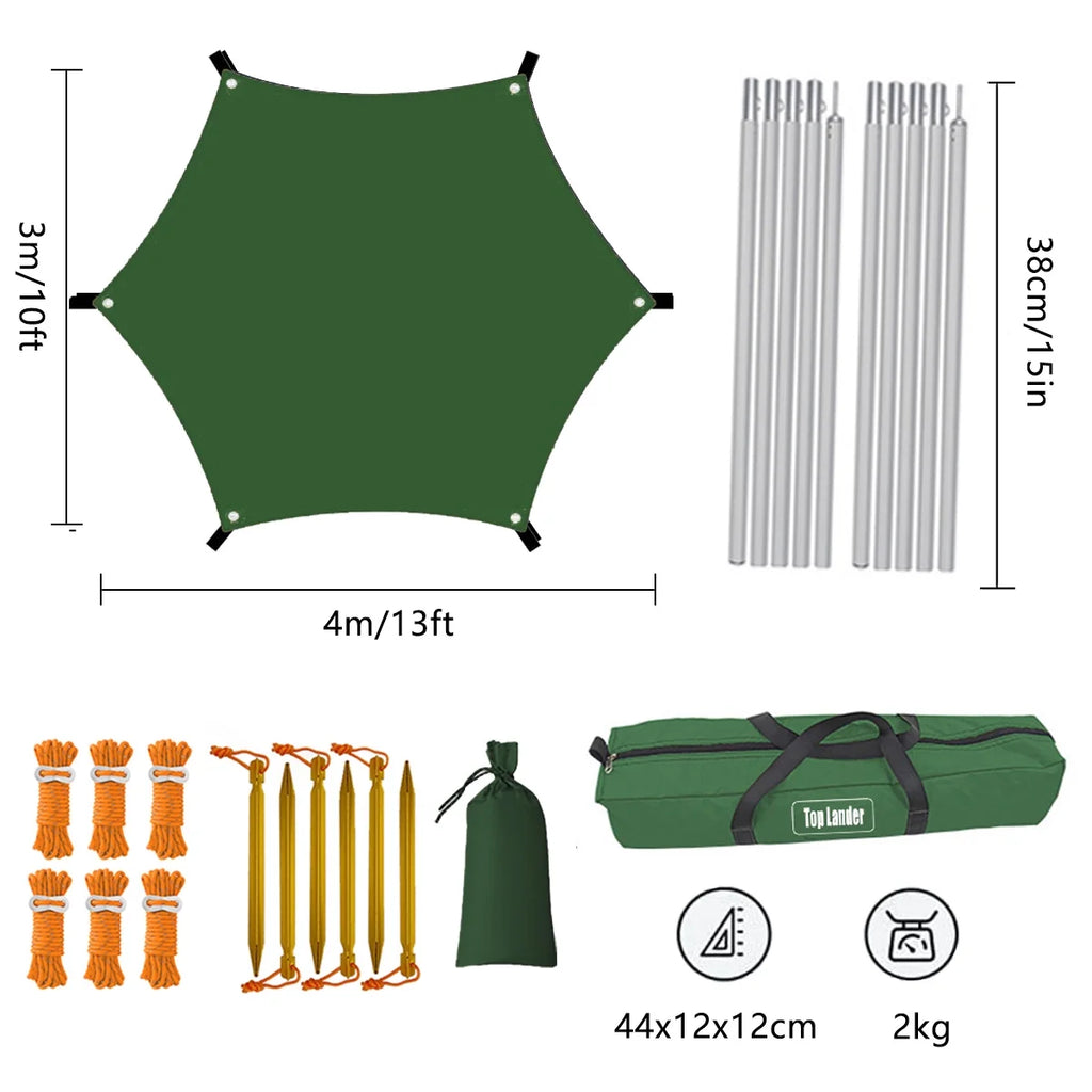 Waterproof Camping Tarp with Poles T5095