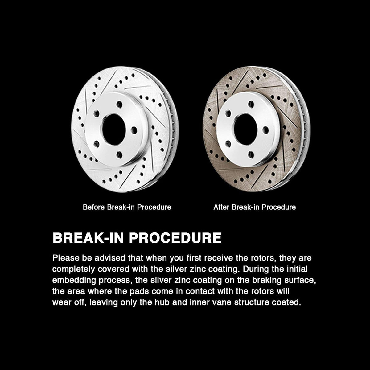 Silver Drilled Slotted Brake Rotors and Semi Metallic Brake Pads G609021