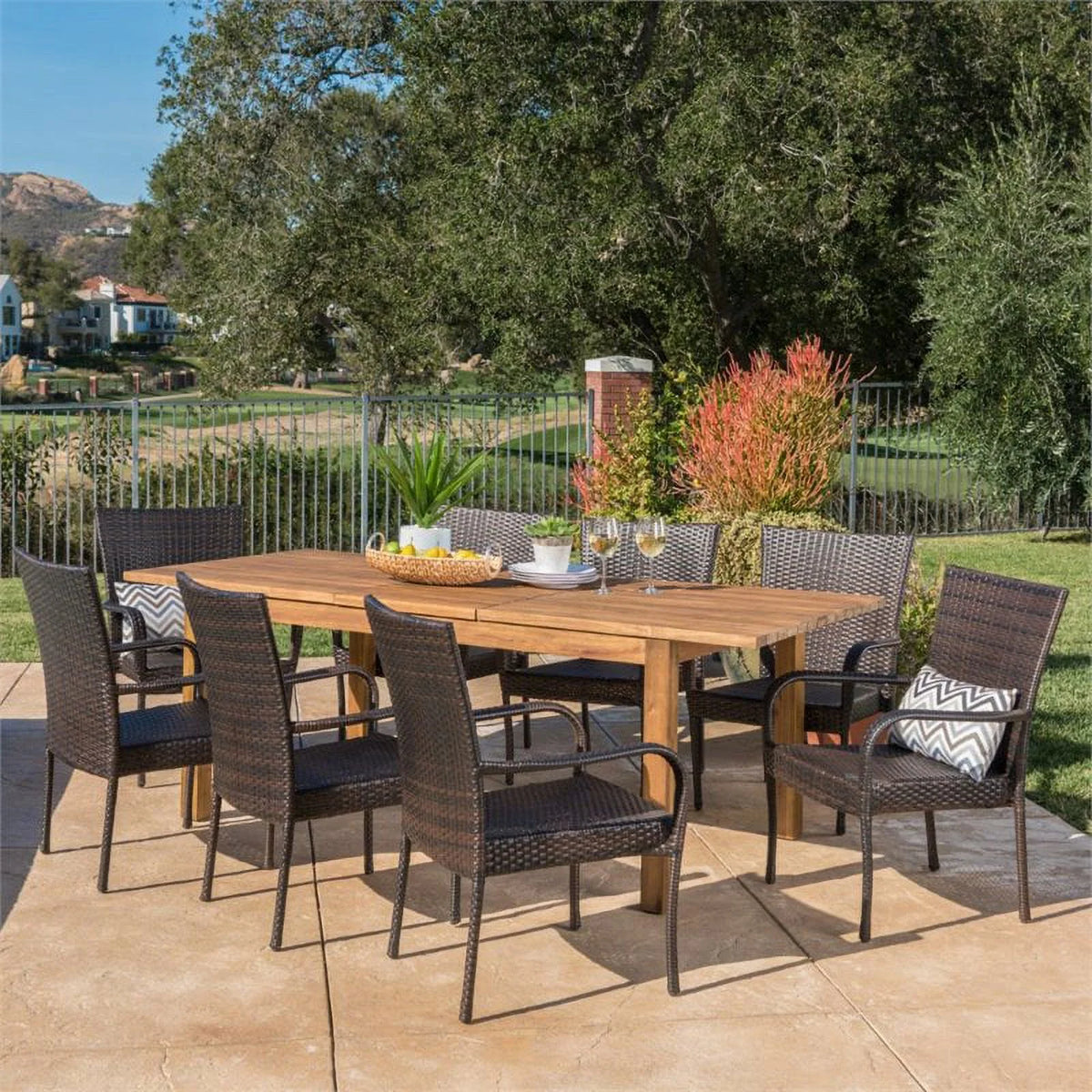 9 Piece Wooden Patio Dining Set Q6672