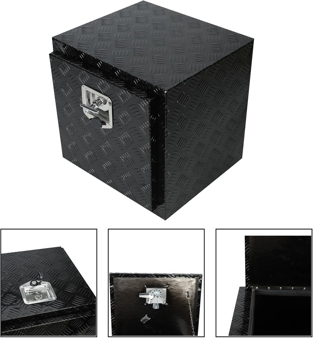 Black Aluminum 5 Bar Tread Underbody Toolbox with Lock Latch P84388