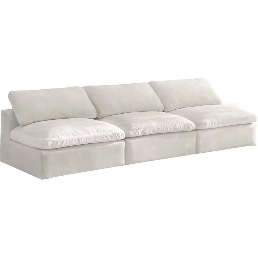 Cream Velvet Modular 3 Piece Armless Sofa J9767