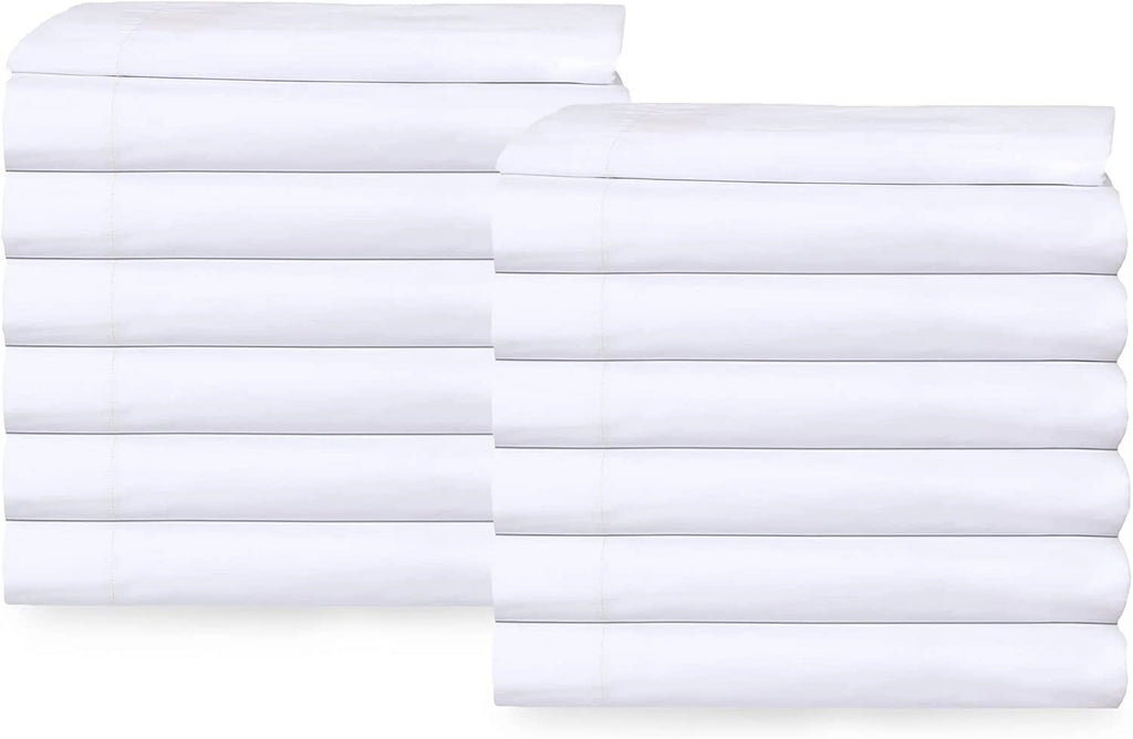 Twin Flat Sheet 66X108 inches Pack of 24 Bright White Cotton Rich H5119