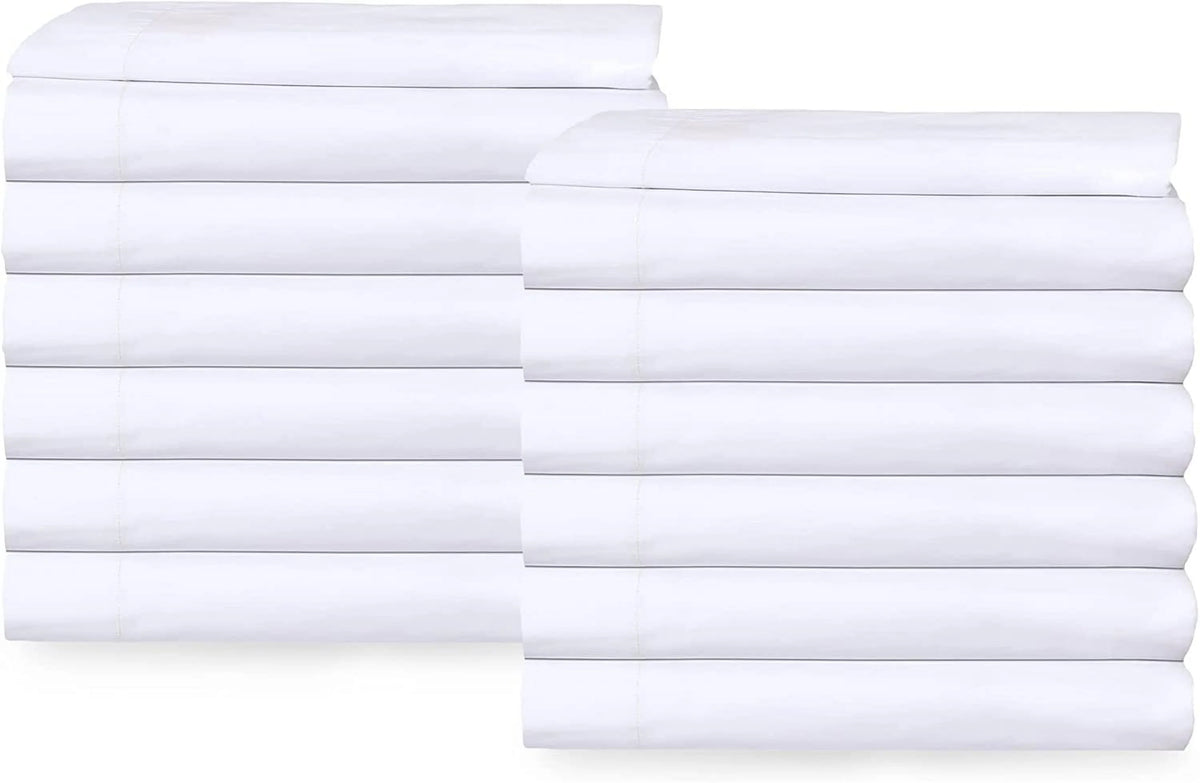 Twin Flat Sheet 66X108 inches Pack of 24 Bright White Cotton Rich H5119