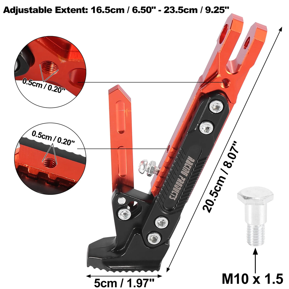 Orange CNC Aluminum Alloy Motorcycle Kickstand Side Support Stand X496