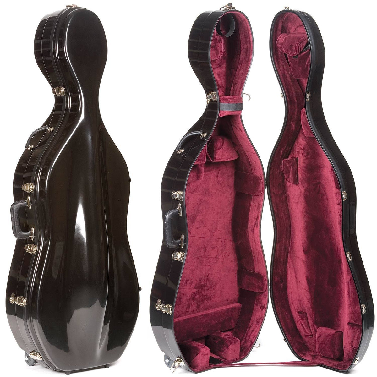 Black Fiberglass 4/4 Cello Case Q373