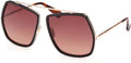 Shiny Rose Gold Dark Brown Gradient Sunglasses X593