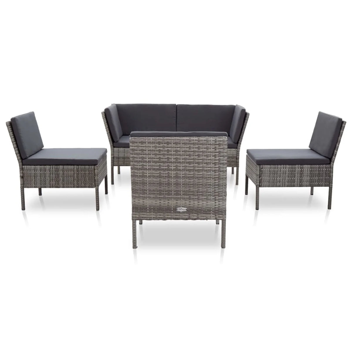 6 Piece Gray Poly Rattan Outdoor Sectional Set with Side Table O500