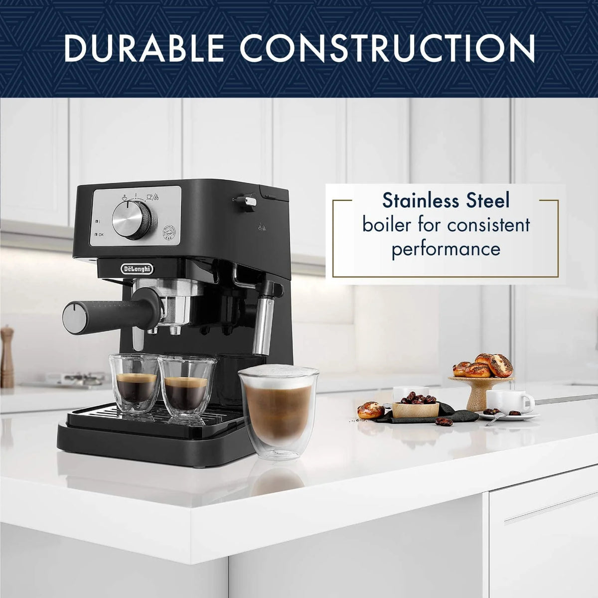 Manual Espresso Machine with Milk Frother, 15 Bar, Black / Stainless G3345