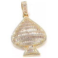 Gold Simulated Diamond Ace of Spades Poker Charm Pendant Necklace R935