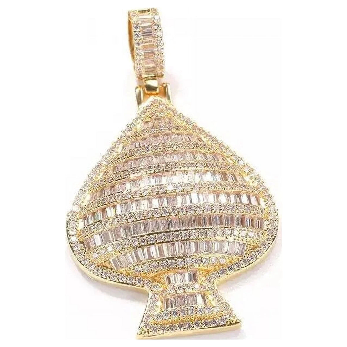 Gold Simulated Diamond Ace of Spades Poker Charm Pendant Necklace R935
