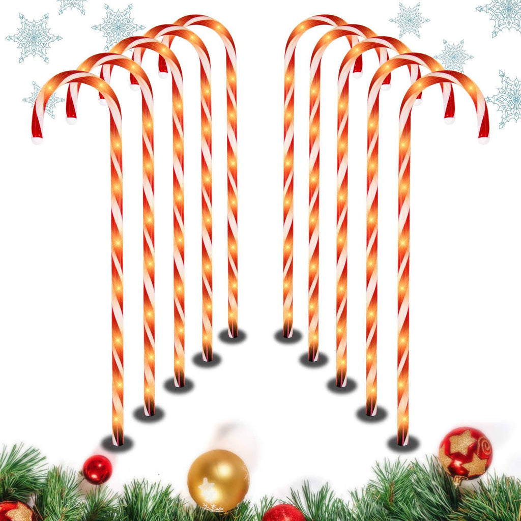 Set of 10 Outdoor Candy Cane Pathway Lights Y4415