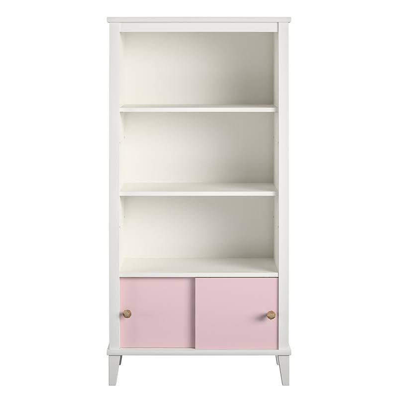 2 Piece Kids Bedroom Set with Bookcase and Desk in White and Pink Y265