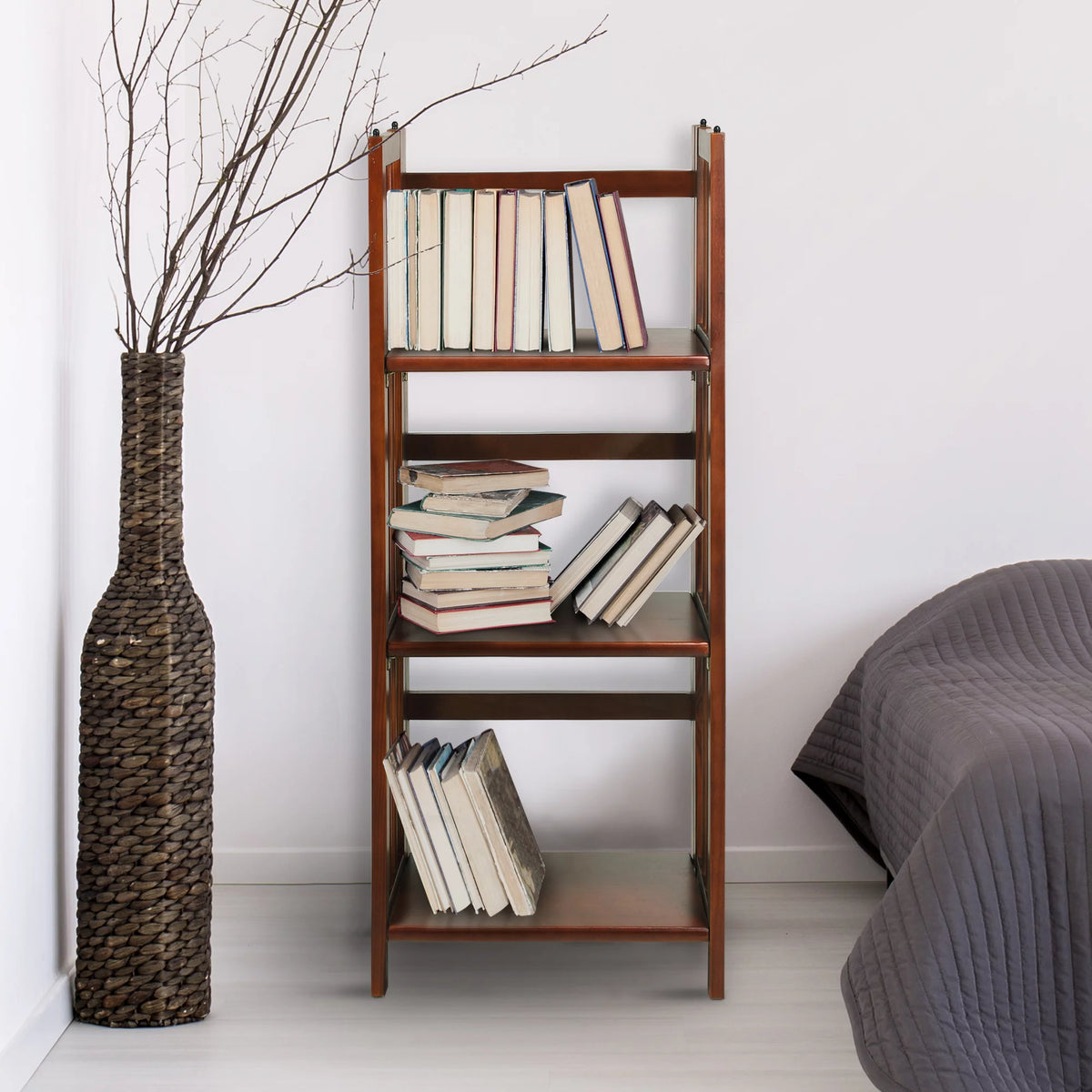 3-Shelf Folding Bookcase, Walnut P9950