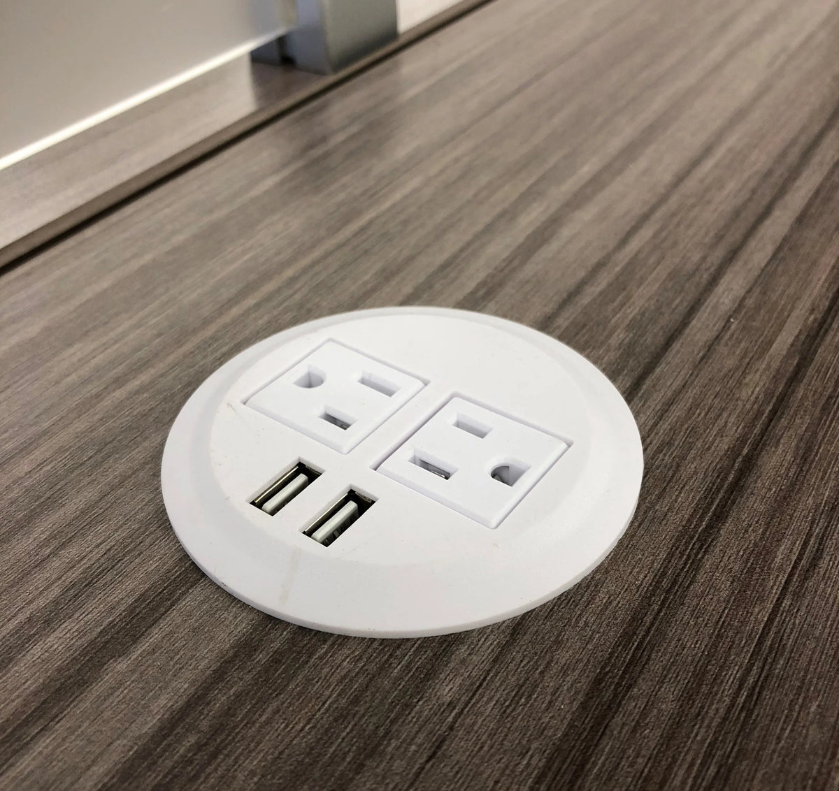White Power Grommet with 2 AC Outlets 2 USB Ports P77282